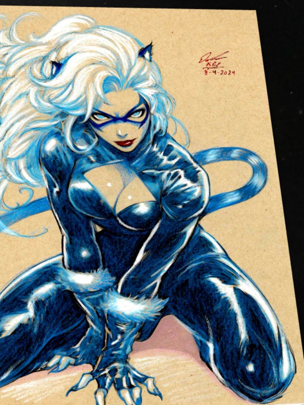 Black Cat Art Print Signed 8.5x11 | Art by Keyeske